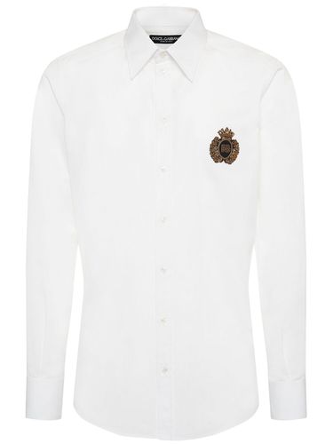 Crest Embroidered Poplin Shirt - DOLCE & GABBANA - Modalova