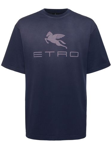 Printed Logo Cotton T-shirt - ETRO - Modalova