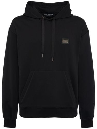 Hoodie Aus Baumwolljersey Mit Logoplakette - DOLCE & GABBANA - Modalova