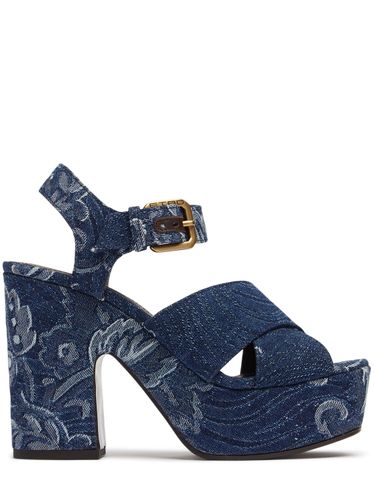 Mm Embroidered Denim Platform Sandals - ETRO - Modalova