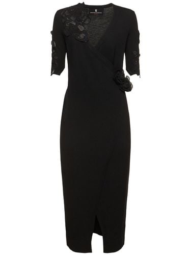 V Neck Midi Dress W/ Lace Inserts - ERMANNO SCERVINO - Modalova