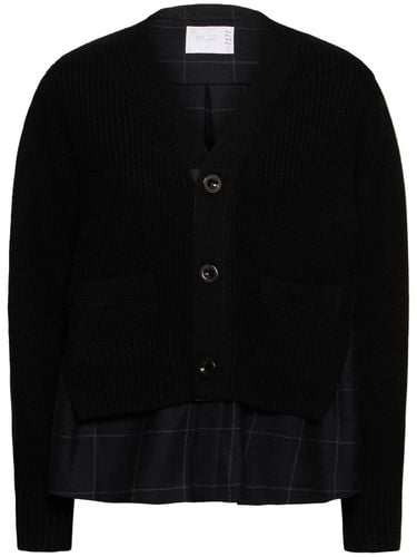 Cardigan Aus Strick „windowpane“ - SACAI - Modalova