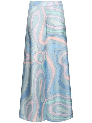 Pantalones Anchos De Sarga De Seda Estampados - PUCCI - Modalova