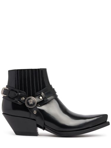 Mm Leather Western Boots - VERSACE - Modalova