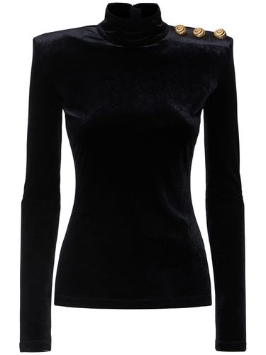 Top De Terciopelo De Cuello Alto - BALMAIN - Modalova