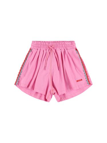 Shorts De Jersey De Algodón Bordados - MSGM - Modalova