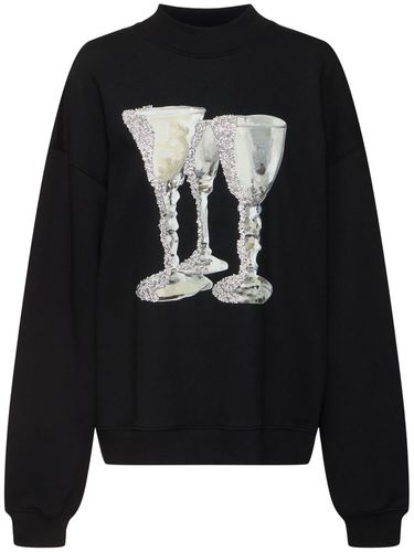 Printed Crewneck Sweatshirt - MSGM - Modalova