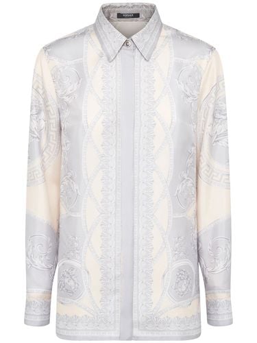 Camicia In Twill Di Seta Con Stampa - VERSACE - Modalova