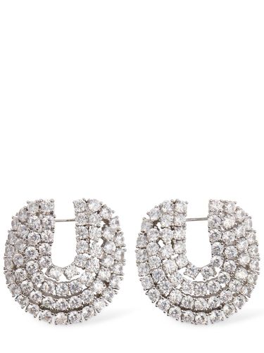 Crystal Curved Hoop Earrings - SELF-PORTRAIT - Modalova