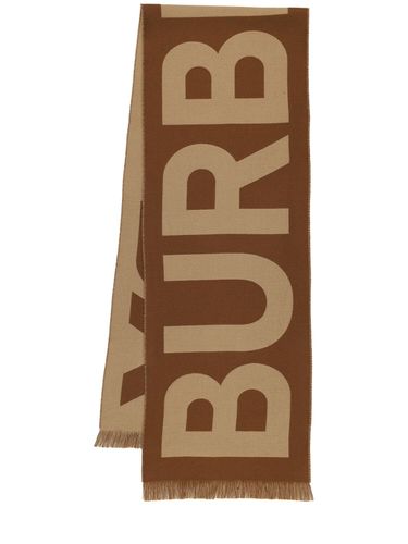 Logo Knit Wool Scarf - BURBERRY - Modalova