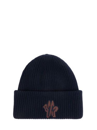 Cappello Beanie In Lana Vergine Monogram - MONCLER - Modalova