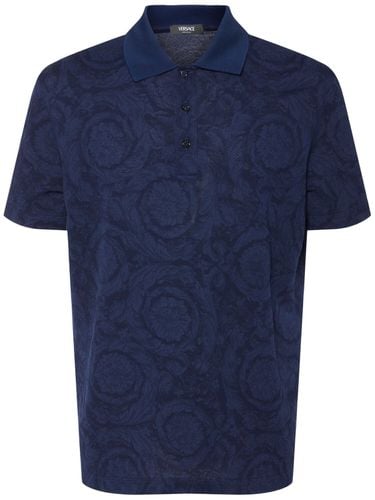 Polo In Cotone Piqué Jacquard - VERSACE - Modalova