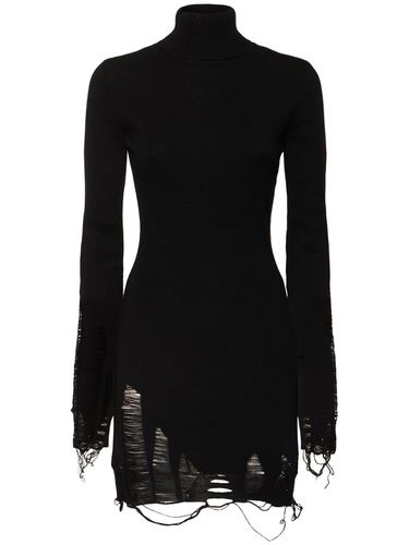 Compact Distressed Wool Blend Mini Dress - MM6 MAISON MARGIELA - Modalova