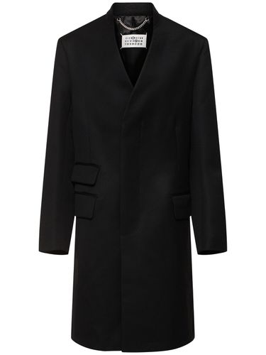 Wool Collarless Midi Coat - MAISON MARGIELA - Modalova