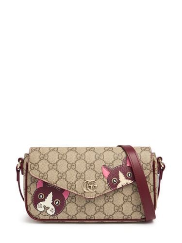 Bolso Mini De Lona Gg De Lona Con Detalle Del Gato - GUCCI - Modalova