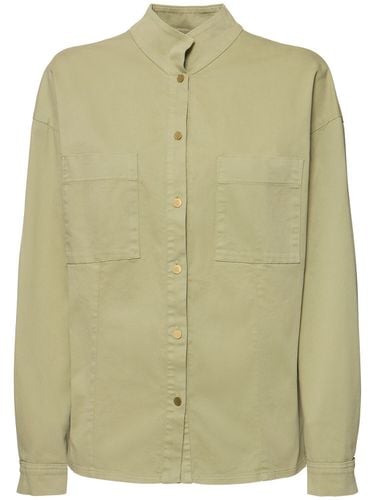 Cotton Blend Twill Mandarin Collar Shirt - FORTE_FORTE - Modalova