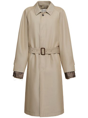 Abrigo Trench De Sarga De Algodón - MAISON MARGIELA - Modalova