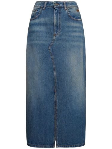 Falda Midi De Denim - MSGM - Modalova