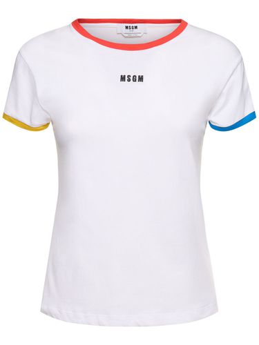 Camiseta De Jersey Con Logo - MSGM - Modalova