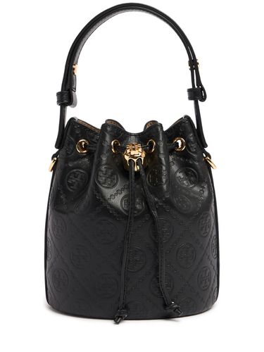 Bolso Bucket Mini T De Piel - TORY BURCH - Modalova