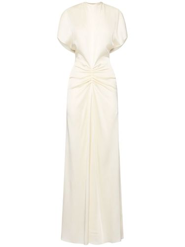 Gathered Crepe Satin Long Dress - VICTORIA BECKHAM - Modalova