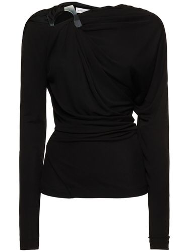 Top Maniche Lunghe In Jersey Drappeggiato - VICTORIA BECKHAM - Modalova