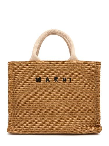 Bolso Tote Pequeño Efecto Rafia Con Logo - MARNI - Modalova