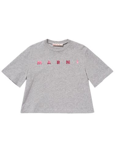 Camiseta Corta De Algodón Jersey Estampada - MARNI JUNIOR - Modalova