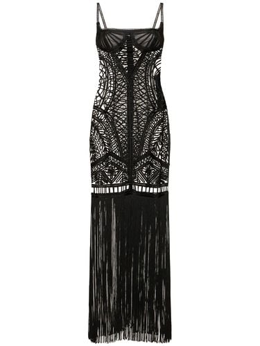 Illusion Embroidered Tulle Long Dress - THE ATTICO - Modalova