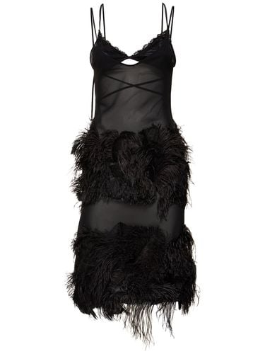 Embroidered Georgette Dress W/feathers - THE ATTICO - Modalova