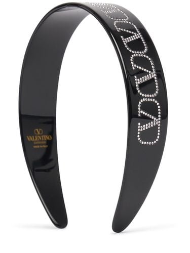 Crystal V Logo All Over Resin Headband - VALENTINO GARAVANI - Modalova