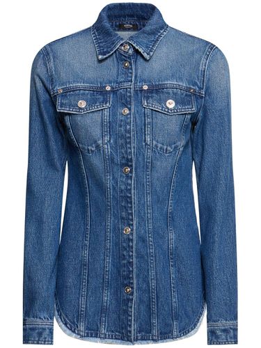 Camicia In Denim Washed - VERSACE - Modalova