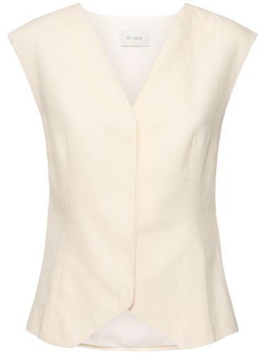 Minimal Tailored Cotton & Linen Vest - ST.AGNI - Modalova