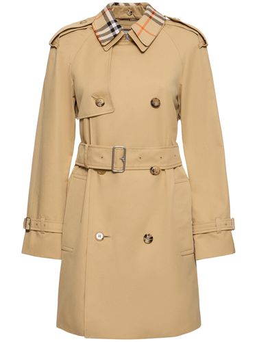 Trench Lungo Doppiopetto In Tela - BURBERRY - Modalova