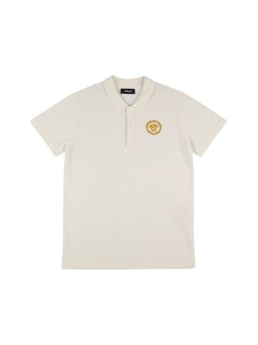 Embroidered Cotton Piqué Polo Shirt - VERSACE - Modalova