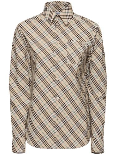 Camisa De Popelina De Algodón A Cuadros - BURBERRY - Modalova