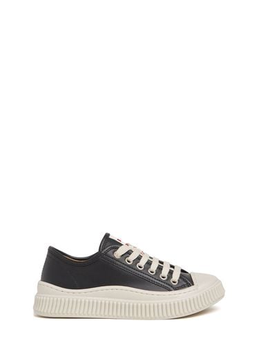 Leather Lace-up Sneakers W/ Logo - MARNI JUNIOR - Modalova