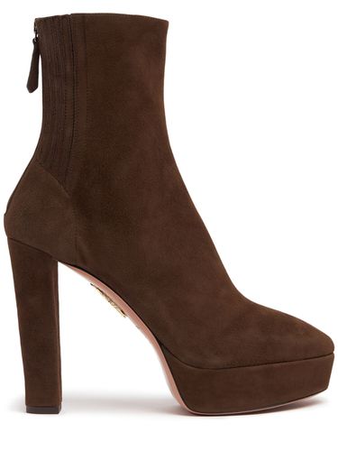 Mm Saint Honore Suede Plateau Booties - AQUAZZURA - Modalova