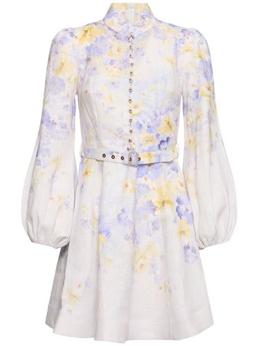 Crush Printed Linen Mini Dress - ZIMMERMANN - Modalova