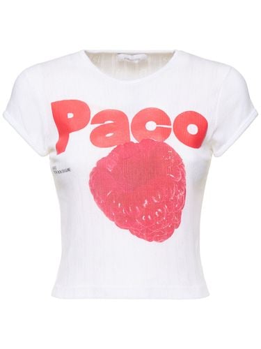 T-shirt In Cotone Pointelle Stampato - RABANNE - Modalova