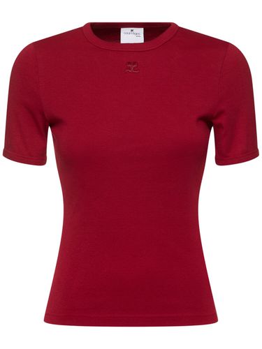 Signature Contrast Cotton T-shirt - COURREGES - Modalova