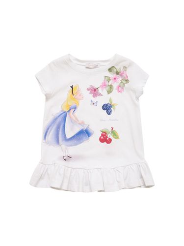 Alice In Wonderland Print Cotton T-shirt - MONNALISA - Modalova