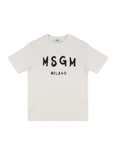 Camiseta De Jersey De Algodón Estampada - MSGM - Modalova