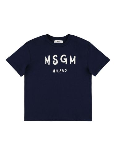 Camiseta De Jersey De Algodón Estampada - MSGM - Modalova