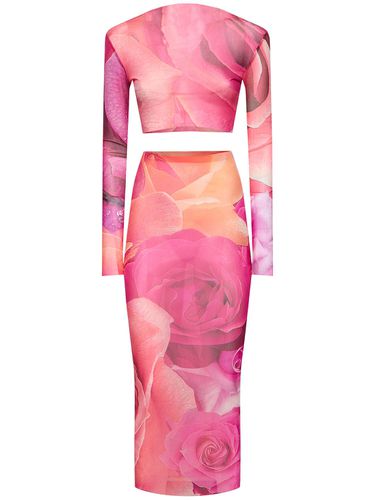 Vestito Garden Rose In Tulle Stretch - ROBERTO CAVALLI - Modalova