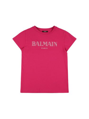 Camiseta De Jersey De Algodón Estampada - BALMAIN - Modalova