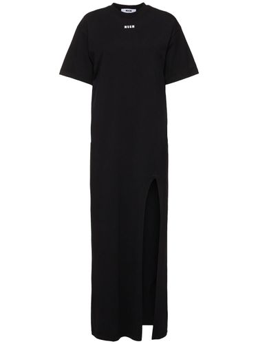 Cotton Jersey Long Dress - MSGM - Modalova