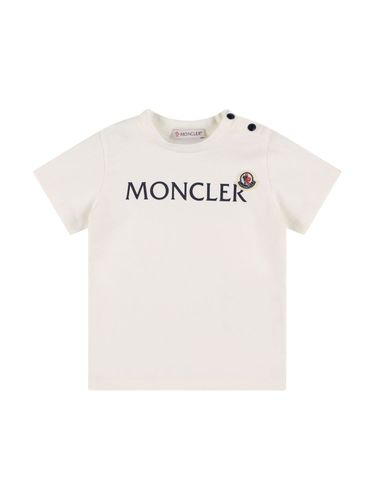 Logo Cotton Blend T-shirt - MONCLER - Modalova