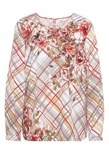 Knitterfreie Bluse mit wunderschönem Druck - cremeweiß / rot - Gr. 20 von - Goldner Fashion - Modalova