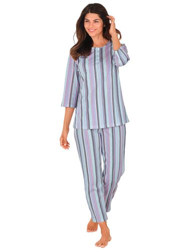 Gestreiftes Pyjamaoberteil Mix&Match - cremeweiß / flieder / hellblau / gestreift - Gr. 18/19 von - Goldner Fashion - Modalova